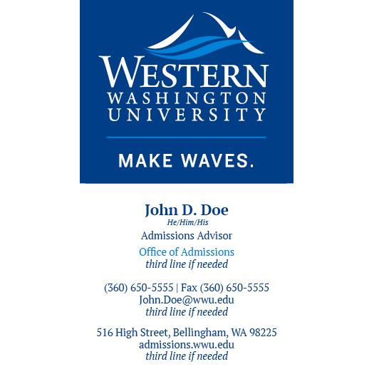 Western Washington University Business Card template, vertical version